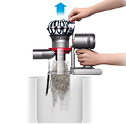 Dyson V7 Cord free vacuum is east to maintain. Hygienic dirt ejector Hygienically drive out trapped dust and debris in single action. There’s no need to touch the dirt.