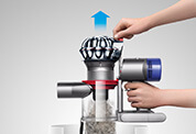 The Dyson V8 Absolute cordless vacuum cleaner. Hygienic bin emptying. Ejects dust in a single action. 