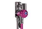 The Dyson V6 Motorhead cordless vacuum cleaner. Convenient docking station. Stores and charges the machine, and holds additional attachments.
