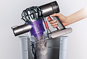 The Dyson V6 Trigger handheld vacuum cleaner. Hygienic bin emptying. Just push the button to release the dirt.