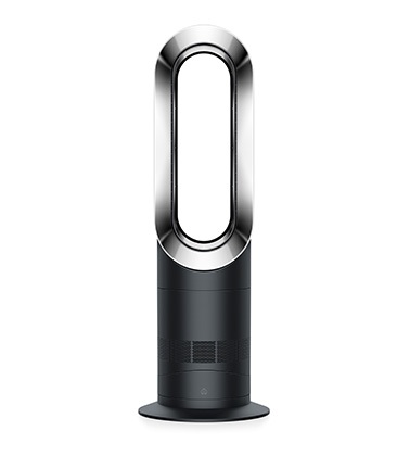 Dyson AM09 bladeless fan heater in black and nickel colorway