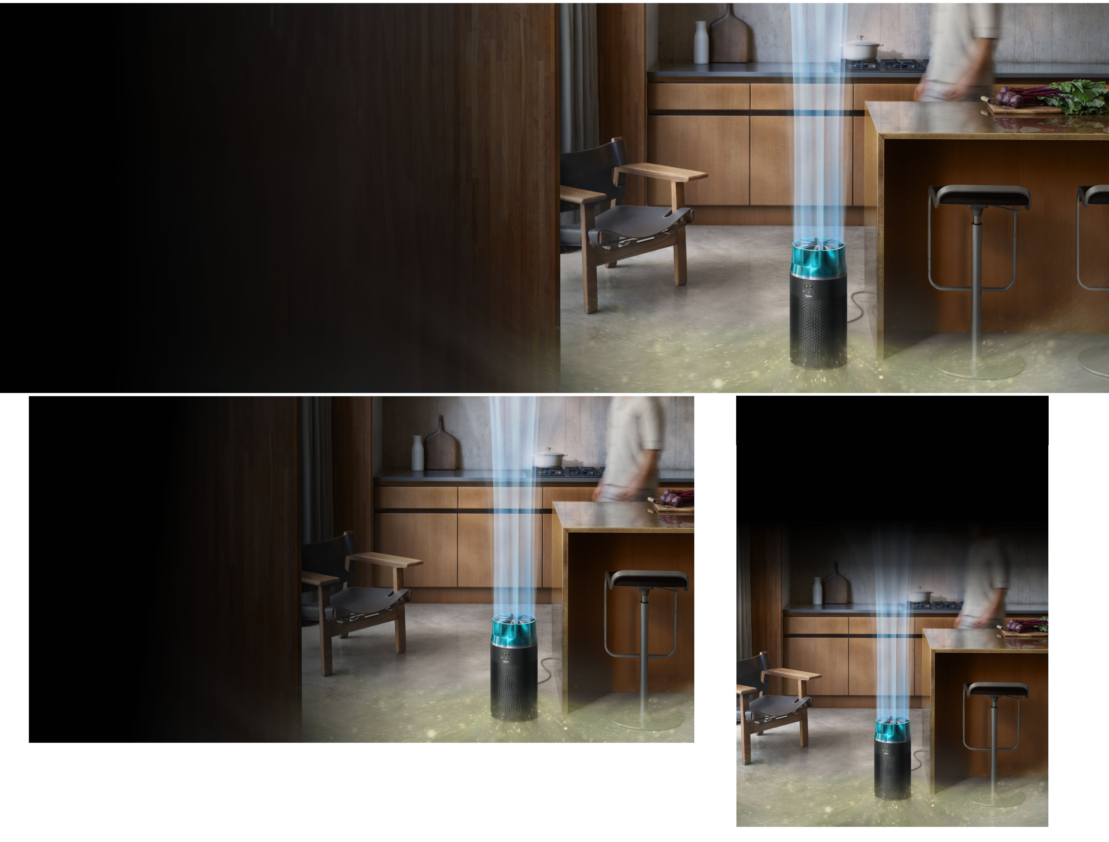 The Dyson HushJet Compact Purifier projects purified air in a large room.